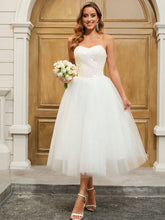 Ballet Style Sequin Contrast Mesh Strapless Wedding Gown, Party Dress